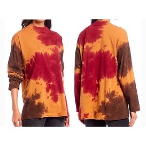Free People Be Free Tie Dye Mock Neck Long Sleeve Top in French Toast Size XS